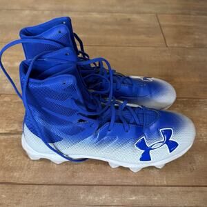 Under Armour Highlight RM Football Cleats Blue White Size 10 Mens Mid High Top